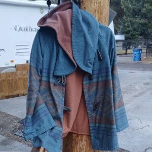 Blue and Brown Hooded Jacket